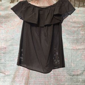 Blue striped off-the-shoulder blouse